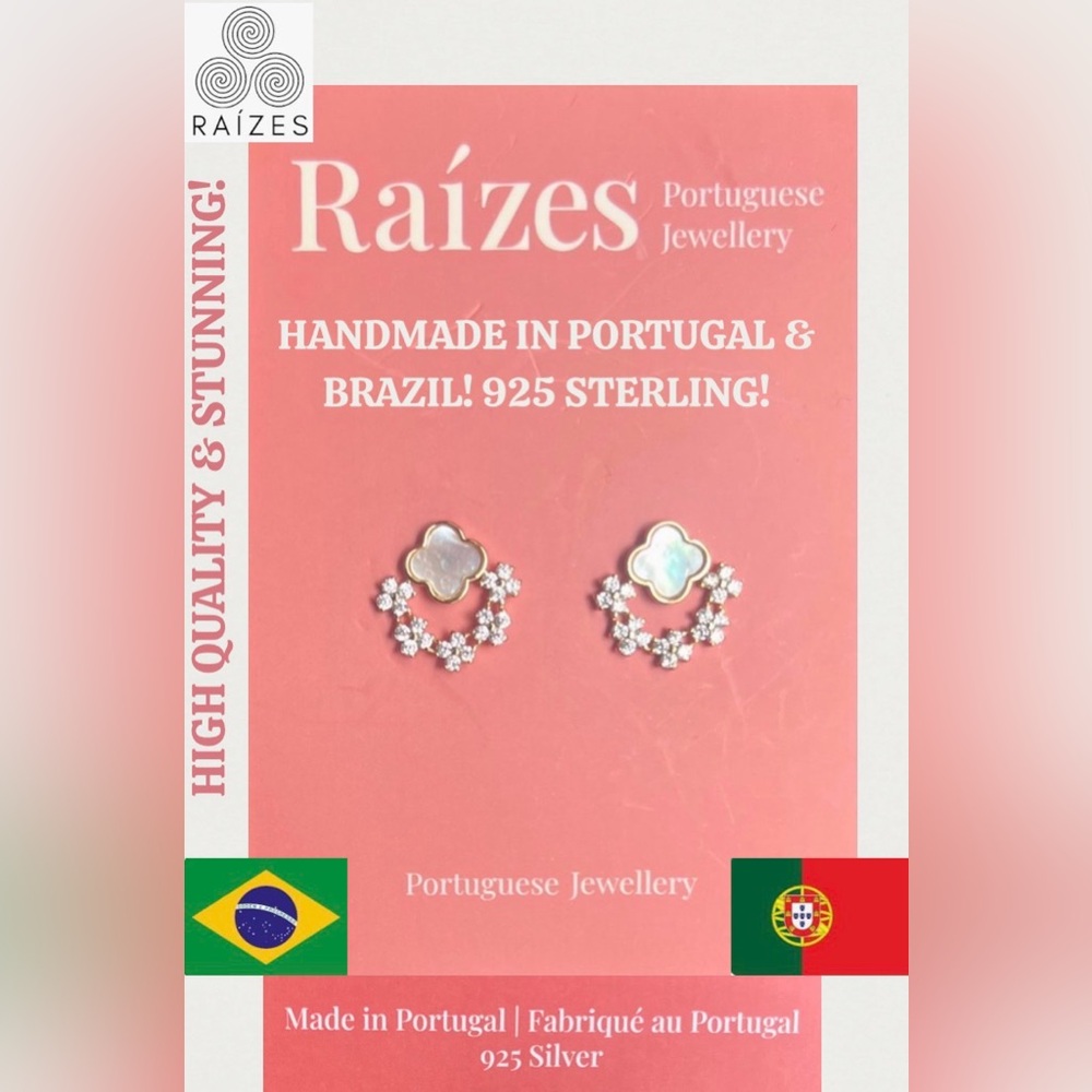 NWT HANDMADE IN PORTUGAL 925 STERLING SILVER ON TREND STUNNING FLORAL EARRINGS!
